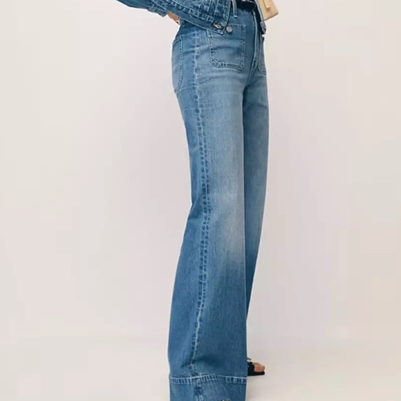 READ! NWT J CREW High Rise Wide Leg Sailor Denim Trouser Jeans 1996 Dani Wash - Picture 3 of 16